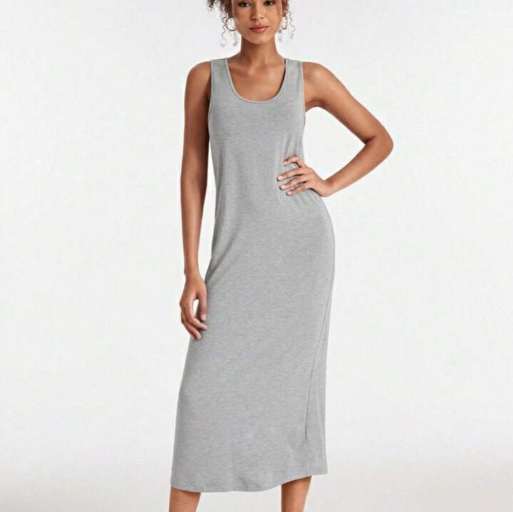 Light Gray Sleeveless Maxi Tee Shirt Dress size M